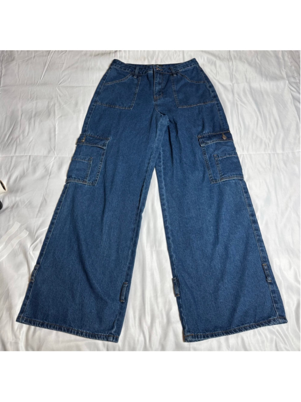 Women's Fashion Nova Blue Dark Wash Wide Leg Jeans Size 11